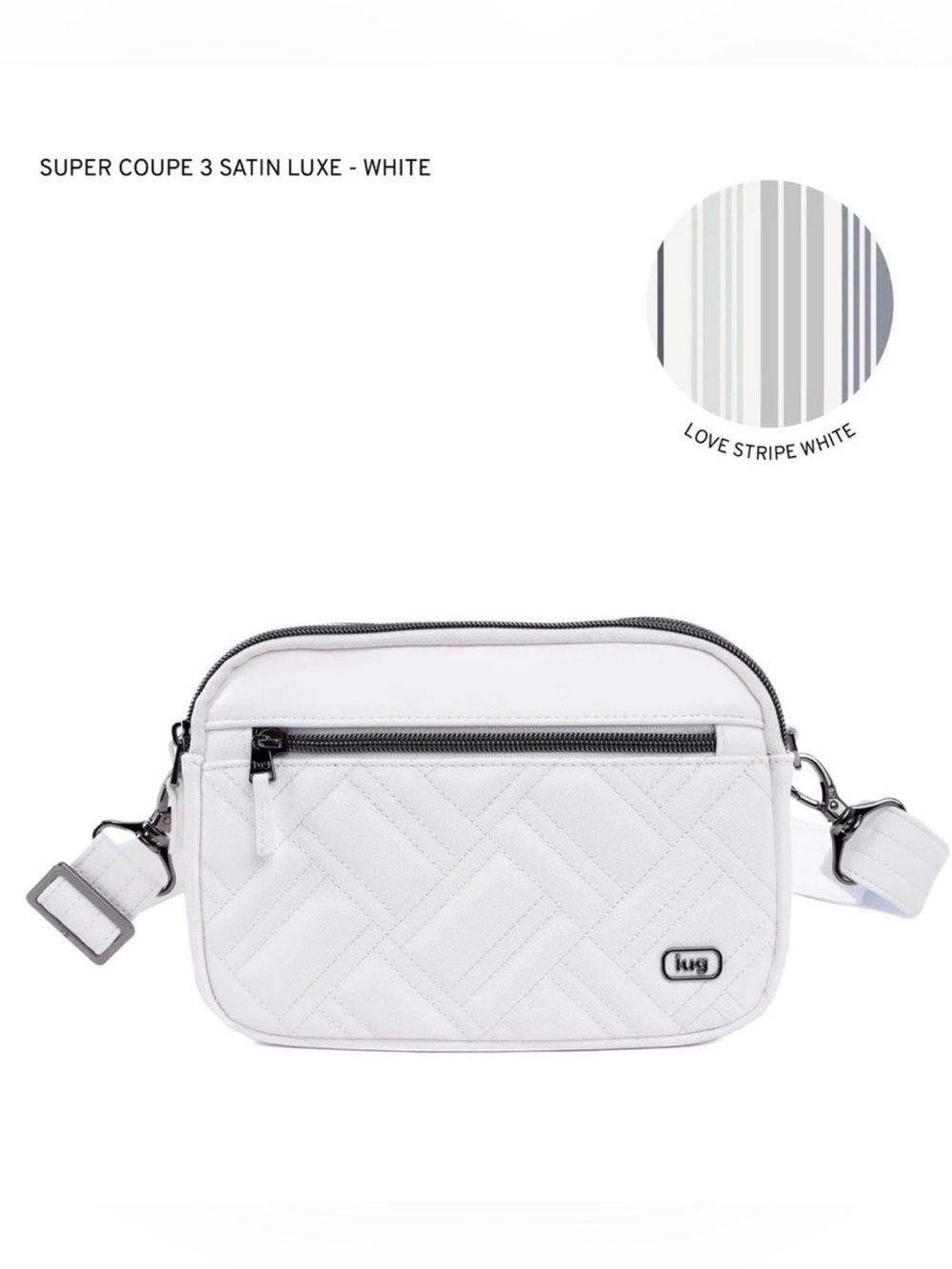 Lug Super Coupe 3 Satin Luxe Convertible Crossbody Bag NWT White